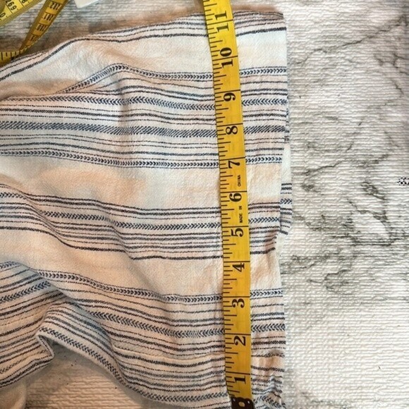 Briggs Linen White & Blue Striped Elastic Comfy Pants SZ L - Picture 10 of 11